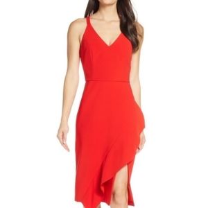 NWT Harlyn Red Ruffle Midi Dress